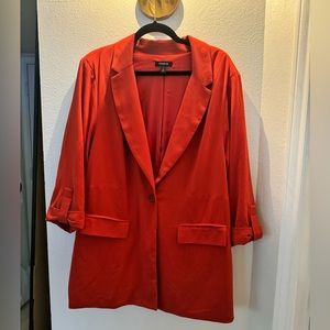 Torrid Studio Ponte Classic Bright Orange One Button Long Sleeve Blazer - Size 3